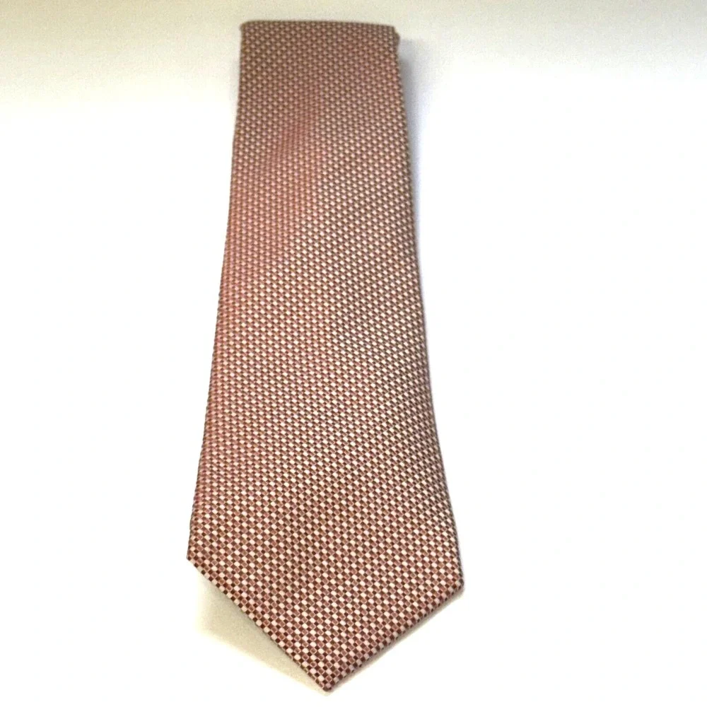 Geoffrey Beene‎ 100% Silk Neck Tie Orange Red Gray
